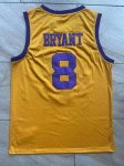 NBA 8 Kobe Bryant Lakers Maillot Retro jaune avec stars brodé